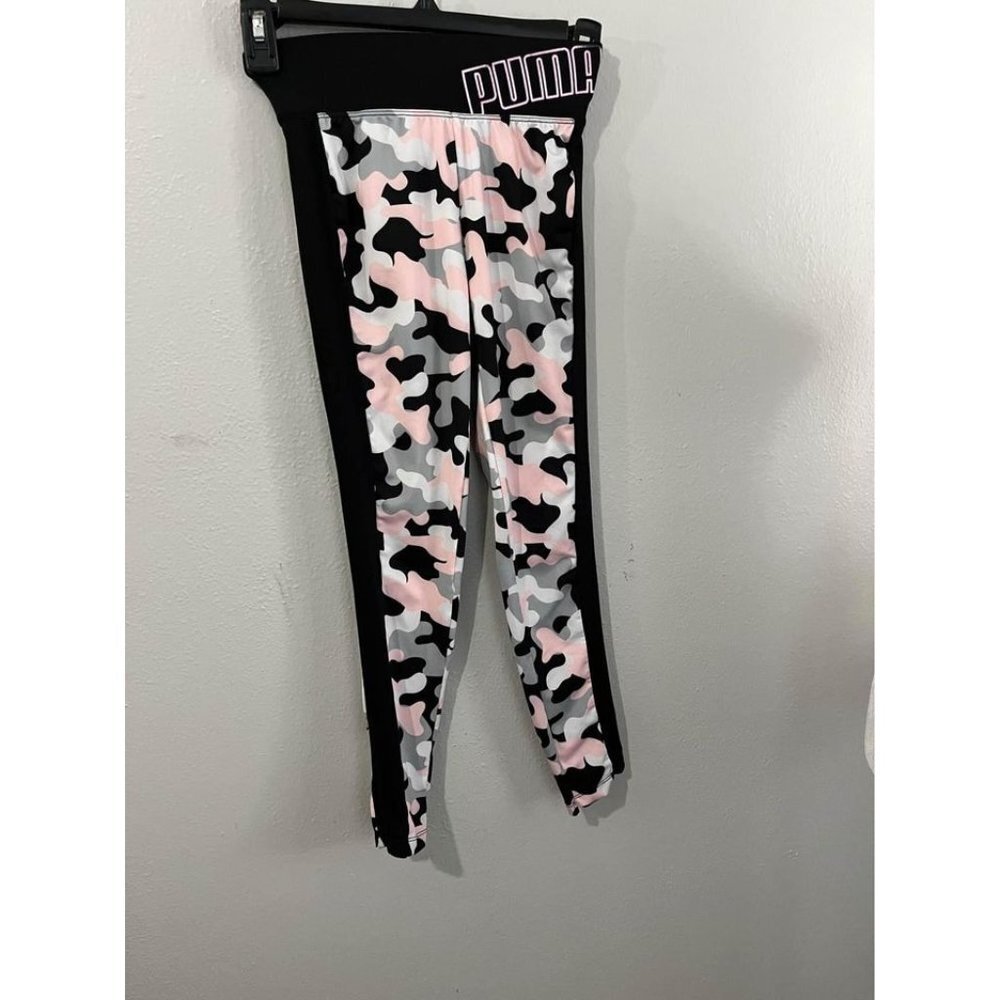 Puma Kids Pink Camo Athletic Leggings Size M (8-10)
